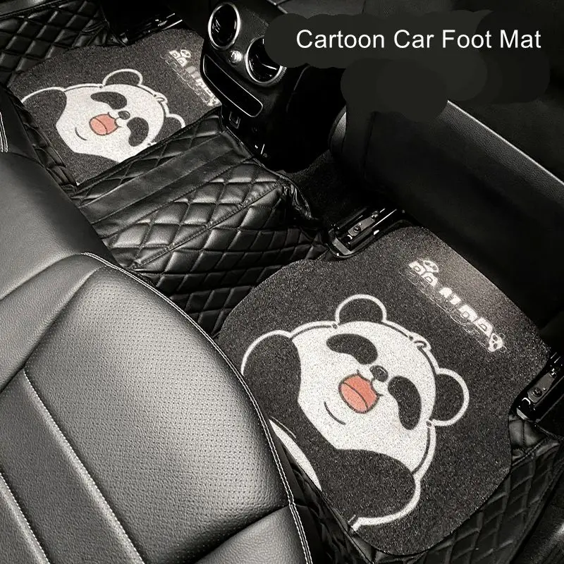 2023 New Four Seasons Cartoon Cute Anti-dirty Anti-slip Protective Silk  Loop Creative Car Foot Mat Carpet Pad