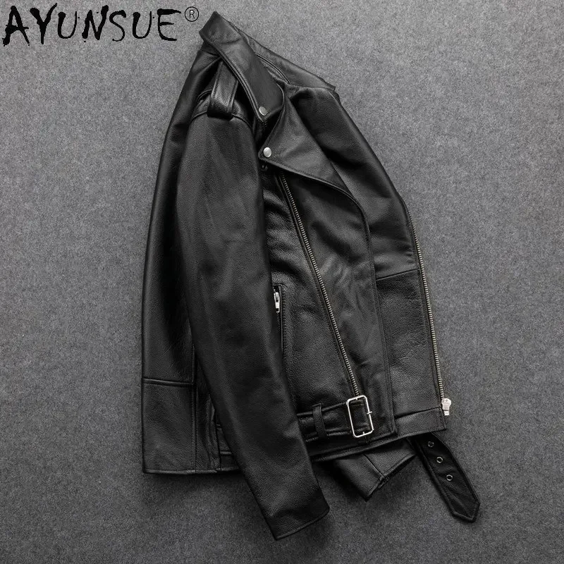 

Genuine Leather Jacket Men's Pure Cowhide Motorcycle Coats Male Belt Lapel Tide Clothes Man 2022 New Autumn Jackets Men Jaqueta