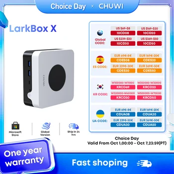 CHUWI LarkBox X 미니 PC, 와이파이 6 HDMI, 윈도우 11 미니 데스크탑 컴퓨터, 512GB SSD, 12GB LPDDR5 인텔 12 세대 N100 (최대 3.4GHz) 