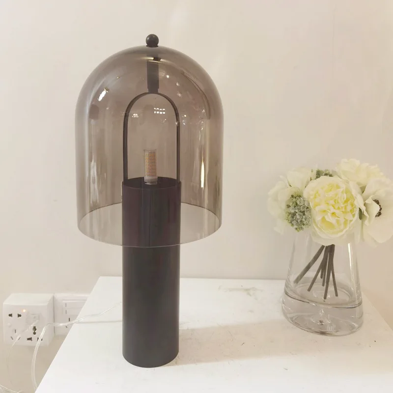 high quality modern simple creative black glass hemisphere shape indoor home hotel led table lamp