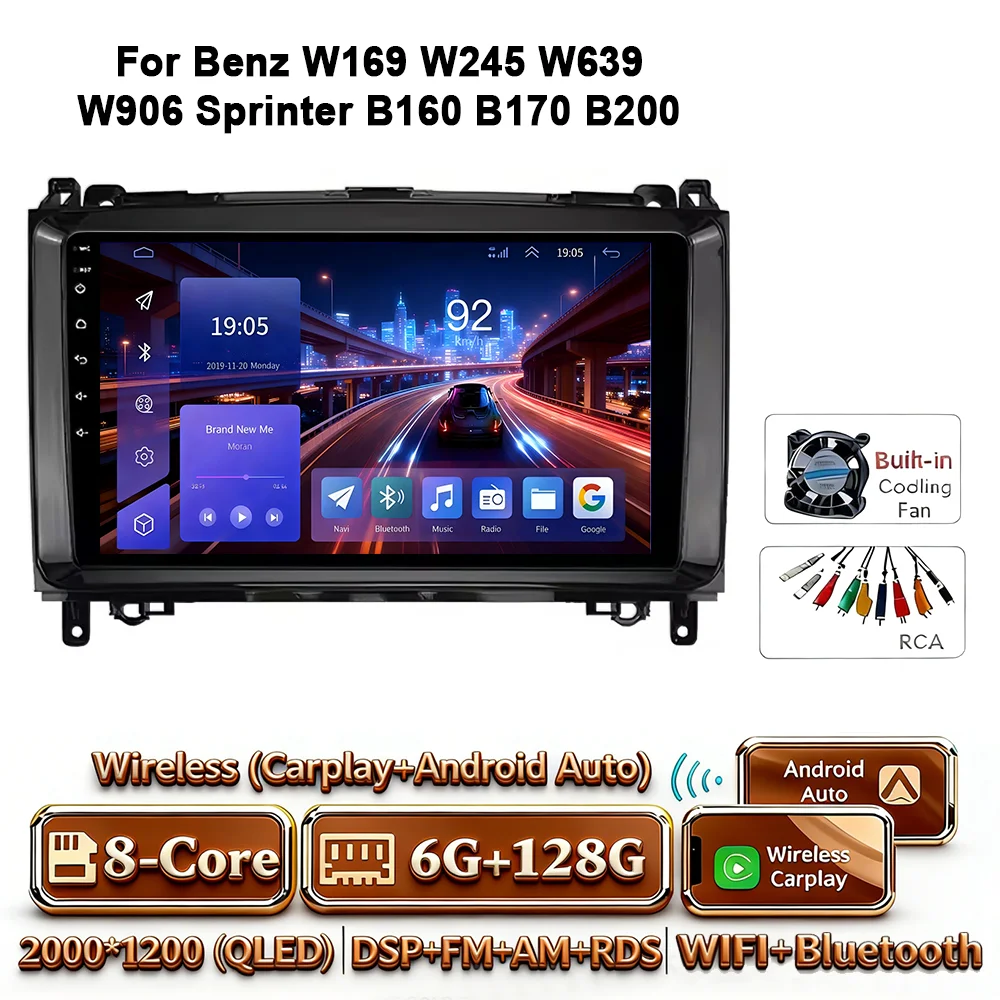 Android 17 autoradio 4G WIFI Carplay voor Mercedes-Benz W169 W245 W639 2005-2012 B160 B200 TPMS DAB OBD 2 DVD GPS touchscreen