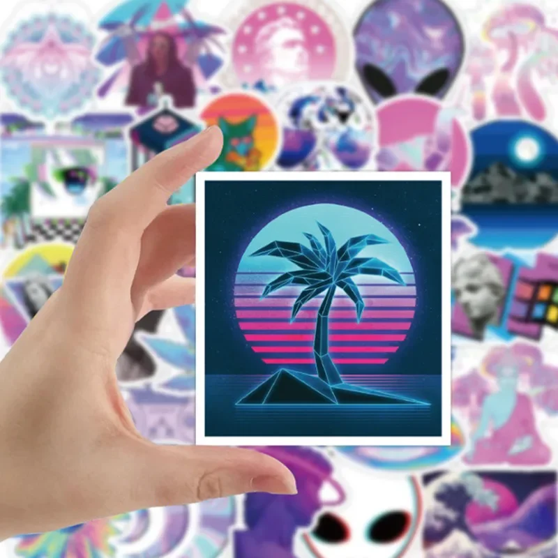 50pcs Purple Vaporwave Stickers Decals Aesthtic Stickers Laptop Water bottles Computer Waterproof Stickers for Kids Teens