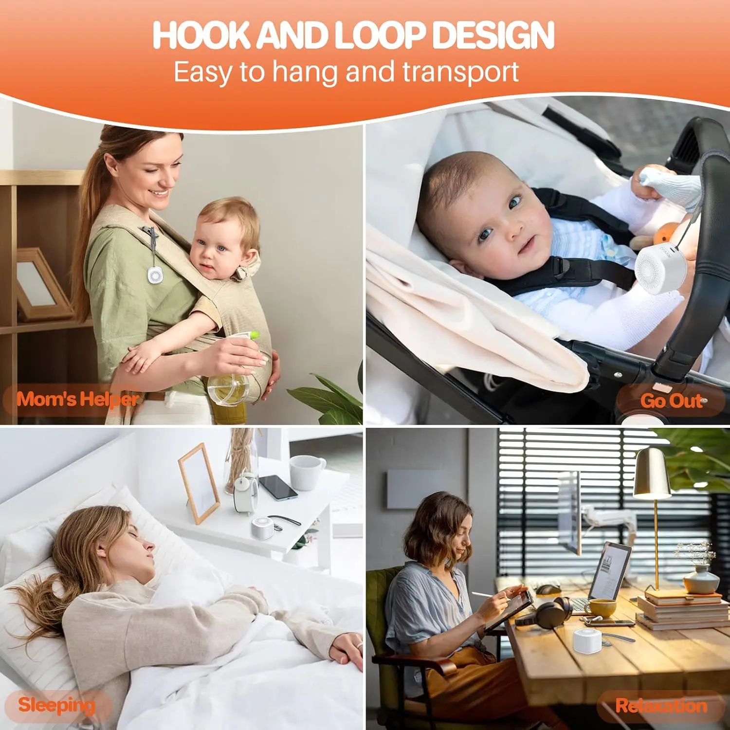 Portable Mini Sound Machine with 10 Sounds,Sleep Timer,Memory,Rechargeable for Travel,Home,and Office.