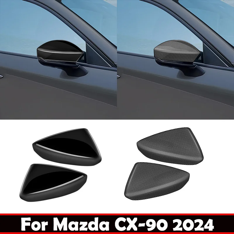 

For mazda CX-90 CX 90 2024 2025 ABS black Rearview Side Mirror Cover Trim rear view cap Anti Scratch Car Exterior accesorios