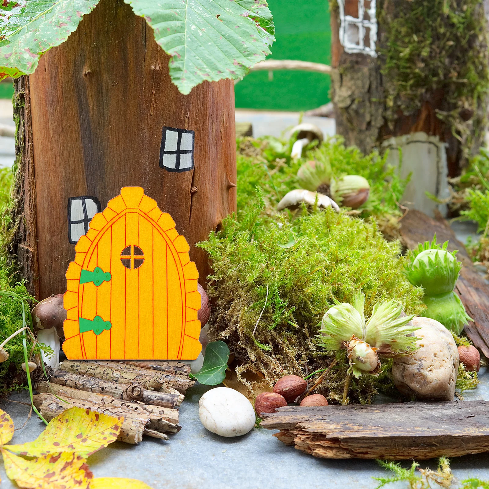 40 قطعة الأبواب الجنية غير مصبوغ الخشب مصغرة فارغة DIY بها بنفسك حديقة شجرة جذع مكتب حفل زفاف الديكور الجنية الباب التماثيل #6