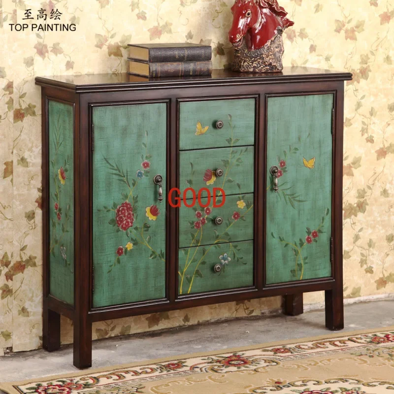 Retro Painted Furniture Living Room Sideboard Cabinet Entrance Curio Cabinet Partition