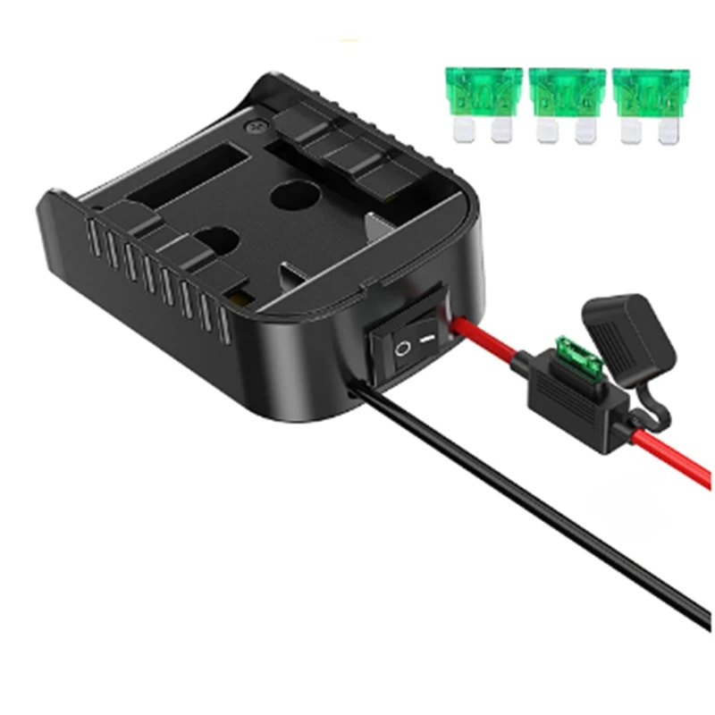 Battery Adapter With Fuse And Switch For Dewalt 20V /18V DCB200 DCB203 DCB205 DCB206 Li-Ion Batteries Power Connecter