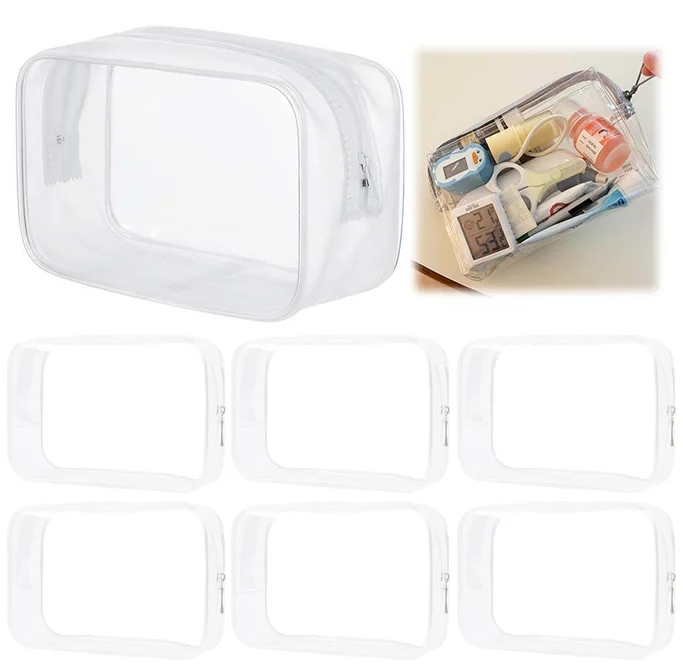 6PCS Travel Organizer Bath Toiletry Wash Storage Bag Case Transparent Zipper Makeup Bags Clear Pouch Women's Cosmetic Bag TMZ