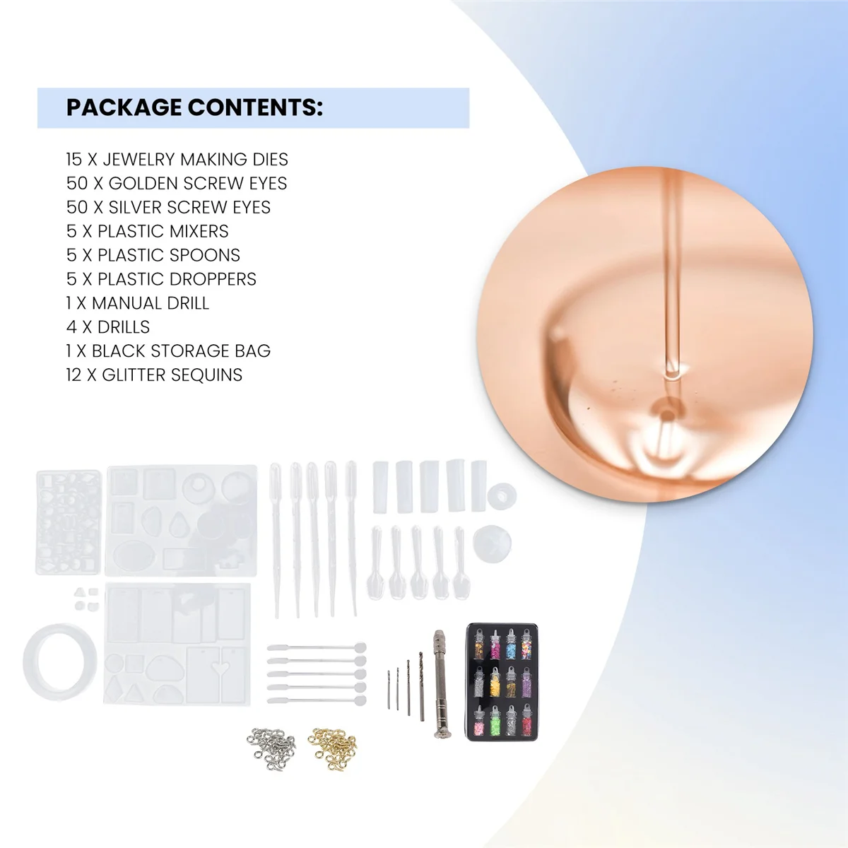 AOA-148 قطعة من أدوات صنع المجوهرات المصنوعة من مادة الراتنج، قالب صب السيليكون للمبتدئين مع قوالب، مجموعات الراتنج ومجموعة أدوات #2