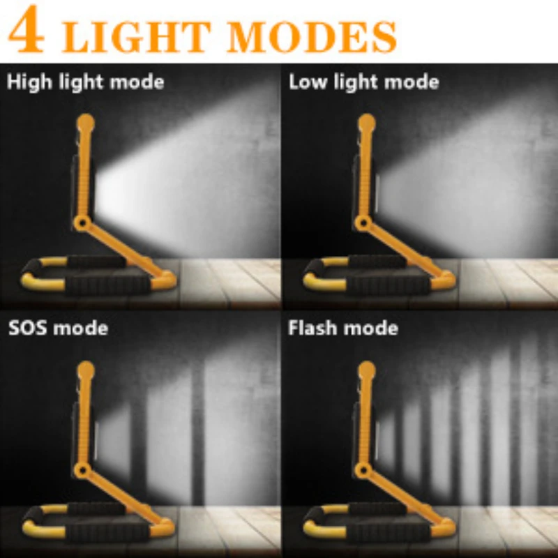 Outdoor 360 Degree Rotating Folding LED Work Light Strong Light Lithium Battery USB Charging Handheld Light