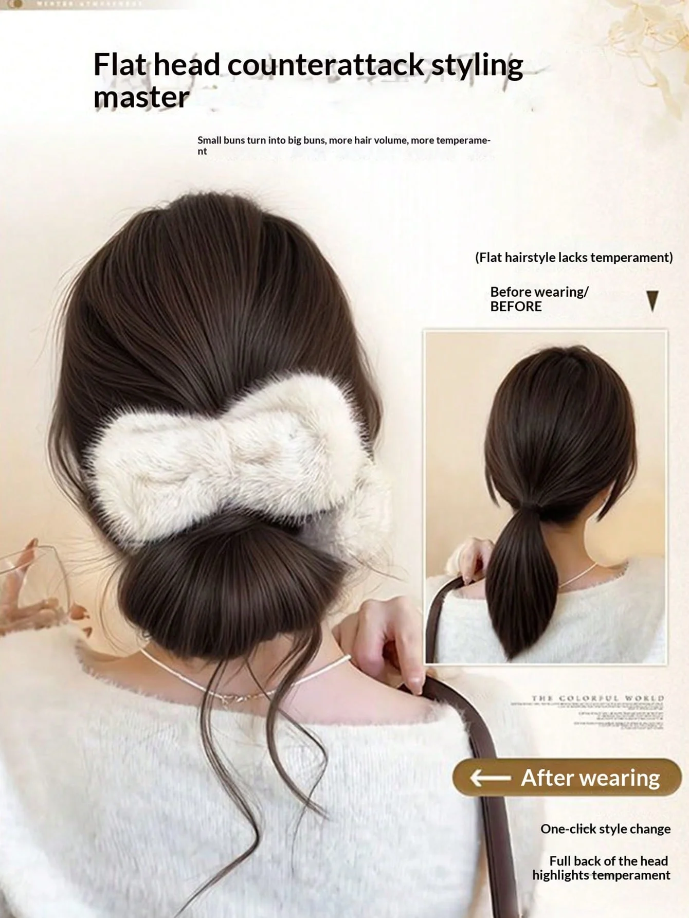 Low Side-Tie Synthetic Claw Clip Ponytail Hair Extensions With Elegant Lazy Style Dragon Beard Bun Hairpiece for Women Daily Us view 6