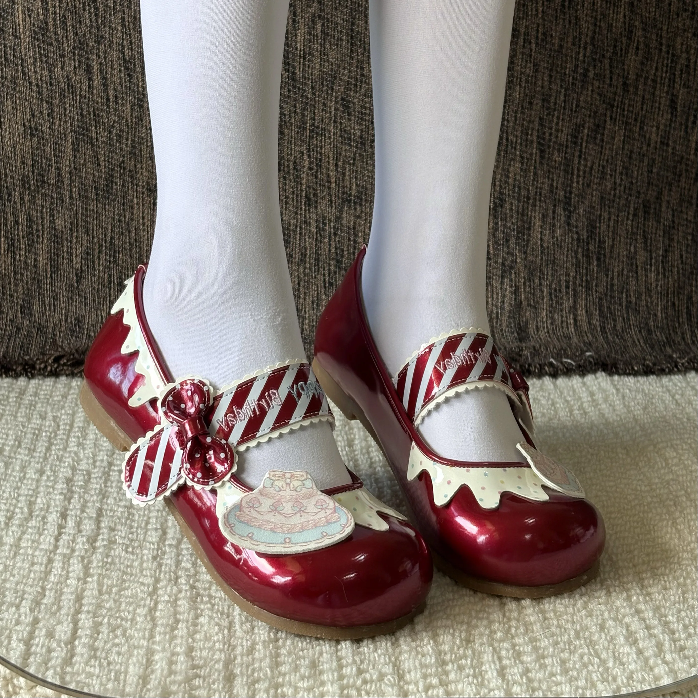 Japanese Original 2026 New Spring Cute Sweet Lo Flat Shoes Versatile Indoor Shoes Round Head Lolita Cake Bow Single Shoes Women