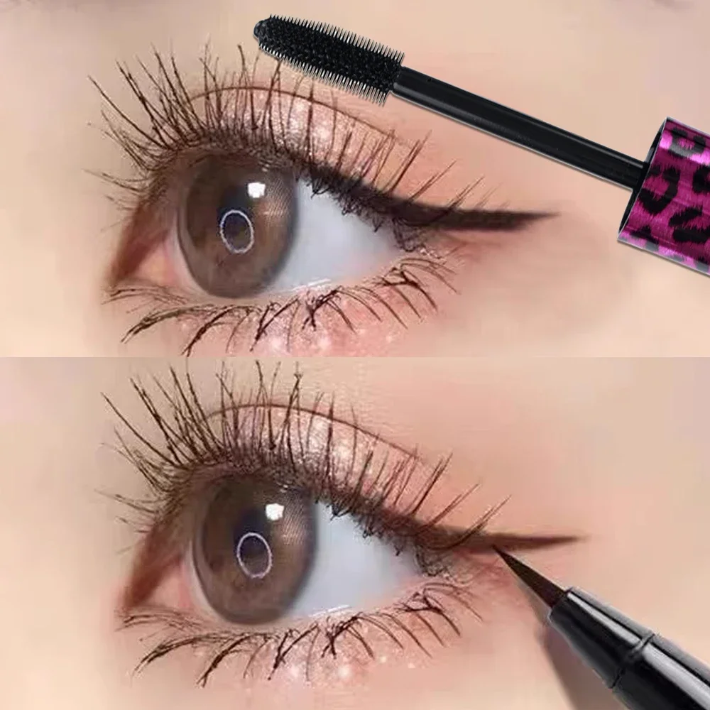 Płynny eyeliner w ołówku + 4D wodoodporny zestaw tuszu do rzęs gruby podkręcający tusz do rzęs ołówek do brwi długotrwały zestaw do makijażu oczu narzędzia