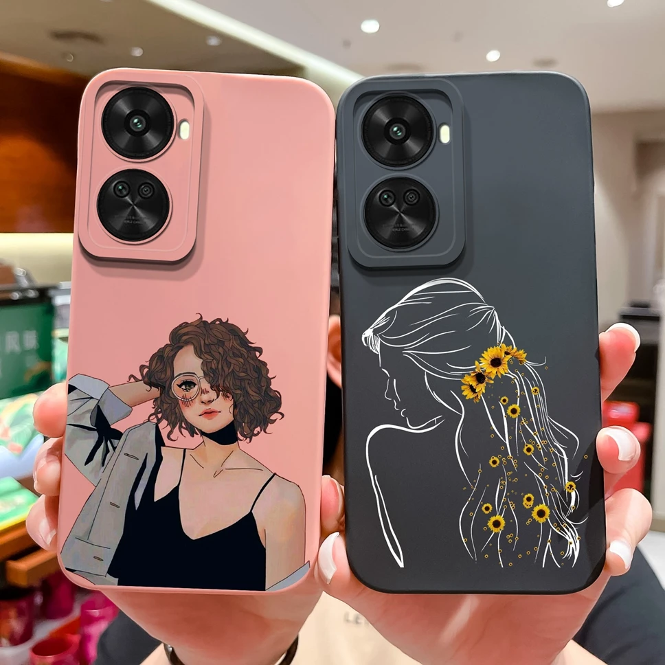 Huawei Nova 12 SE için kılıf moda Pretty tatlı kız yumuşak sıvı silikon Anti kayma darbeye koruyucu telefon arka kapak Funda