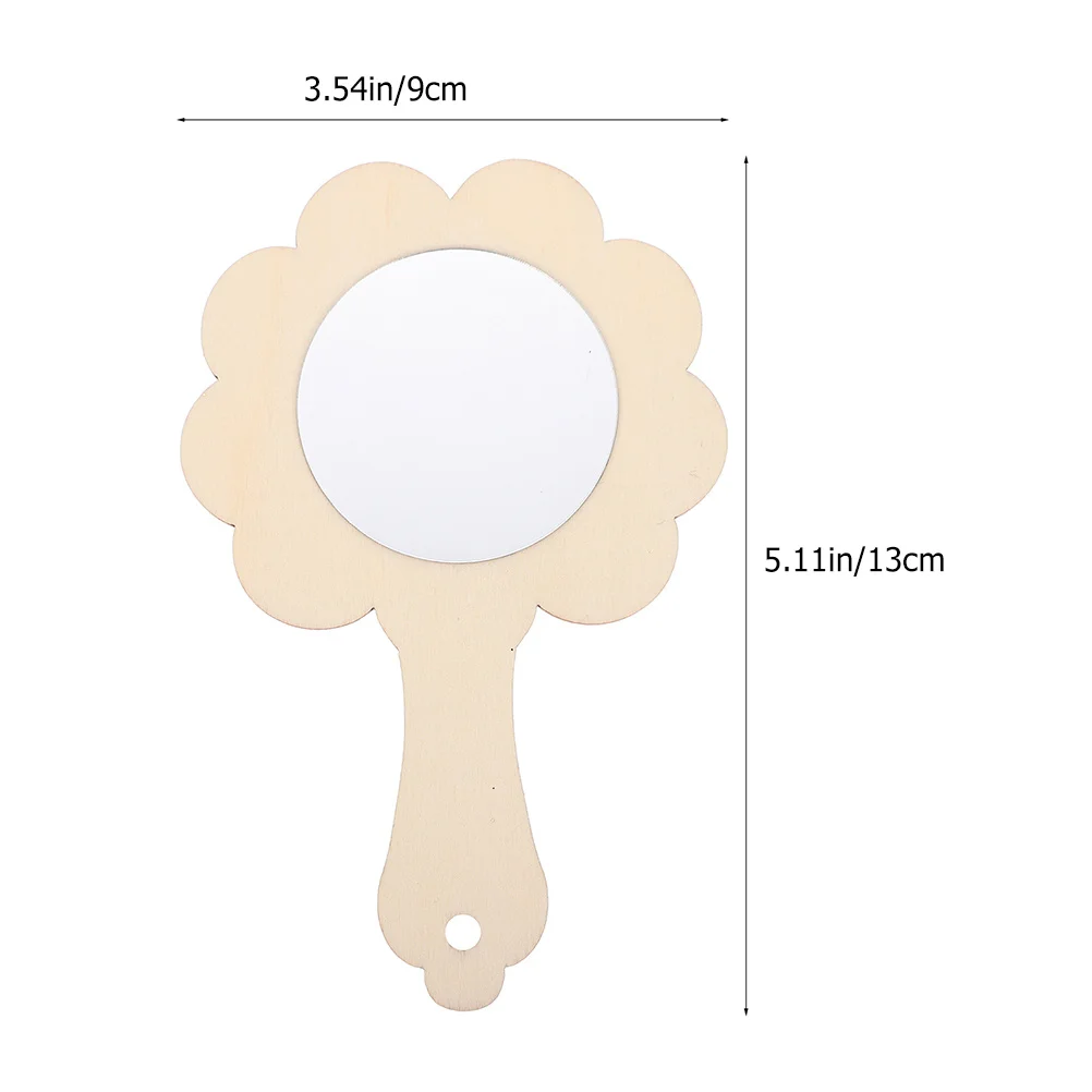 5 قطع مرآة خشبية محمولة غير مطلية دهان داي مرايا فارغة للنشاط العائلي التعليمي مرآة خشبية ذاتية الصنع