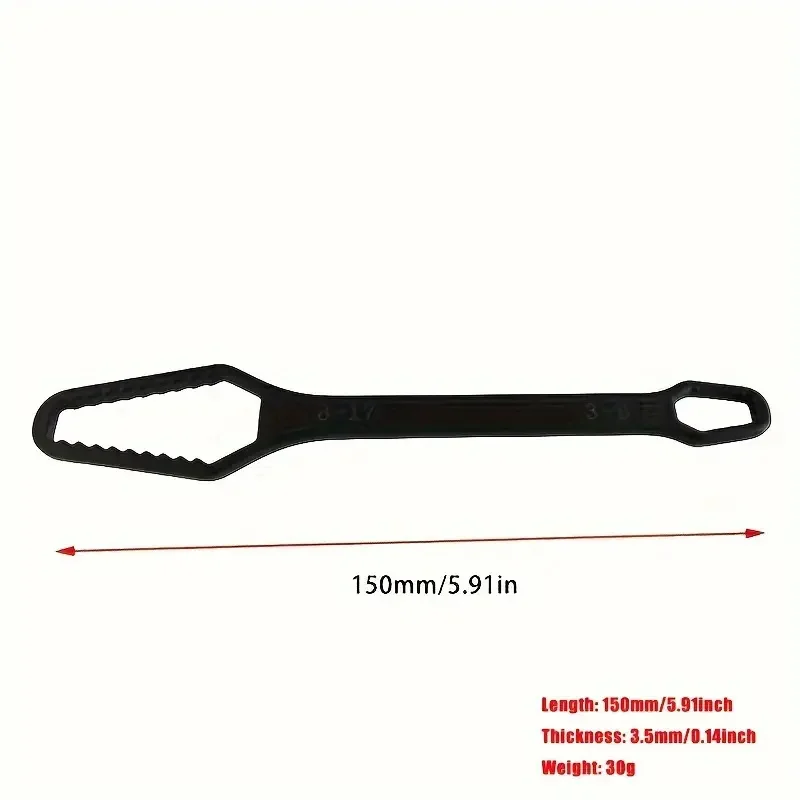 1Pc black 150mm universal double-headed wrench, self-tightening adjustable wrench, hand tool