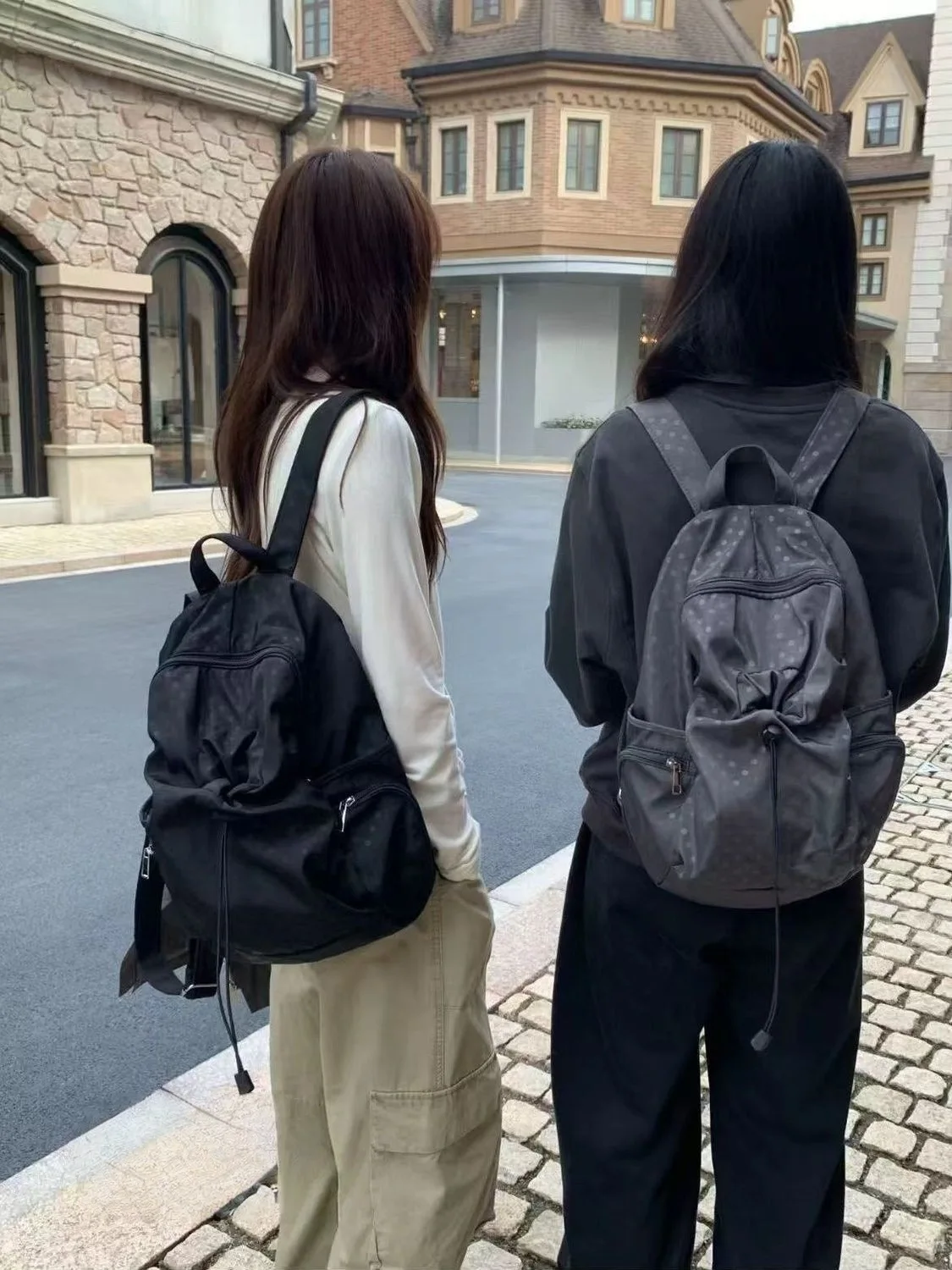 Korean Style Niche Wave Point Backpack Leisure College Style Backpack,High School Student Simple and Lightweight Travel Backpack