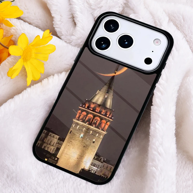 Противоударный чехол для iPhone в стиле турецкой башни Галатасарай для моделей 17, 16 Pro Max, 15, 14 Pro, 11, 12, 13, XR, XS, 6, 7, 8 Plus