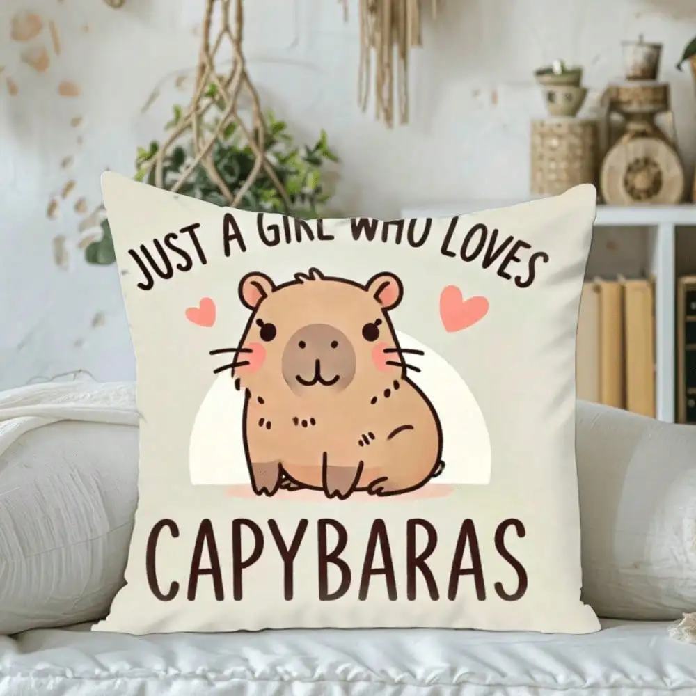 Charming Capybara Throw Pillow Cover for Animal Lovers