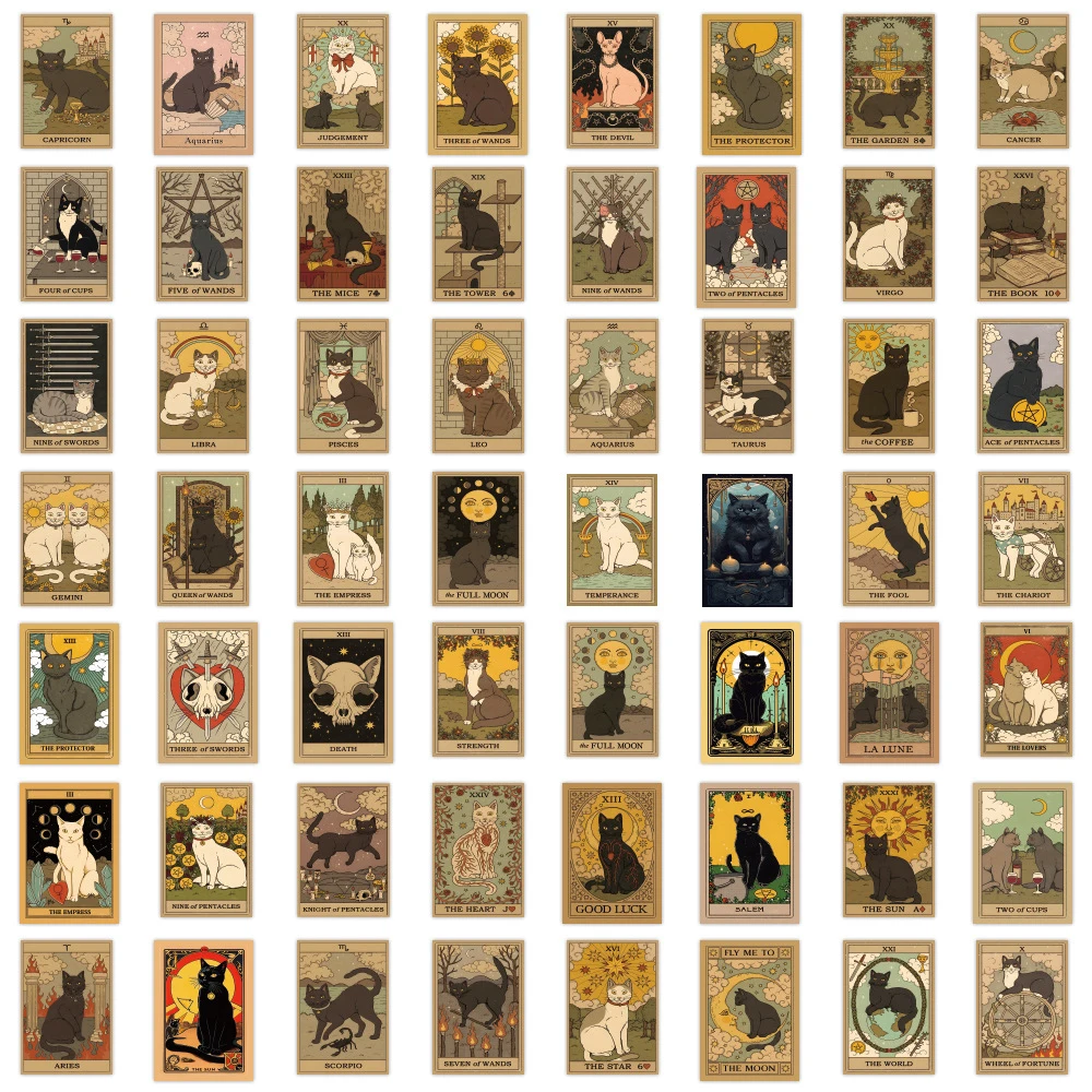 10/30/50/120 قطعة الرجعية القط التارو ملصقات الكرتون القوطية الشارات لزجاجة ماء الهاتف المحمول سكيت الفينيل ملصق مضاد للمياه #6