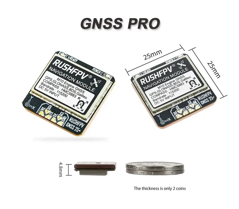 RUSHFPV GNSS Pro Mini Micro M10 GPS Module 10HZ Rate Built-in Ceramic Antenna for RC FPV Freestyle Drone DIY Parts