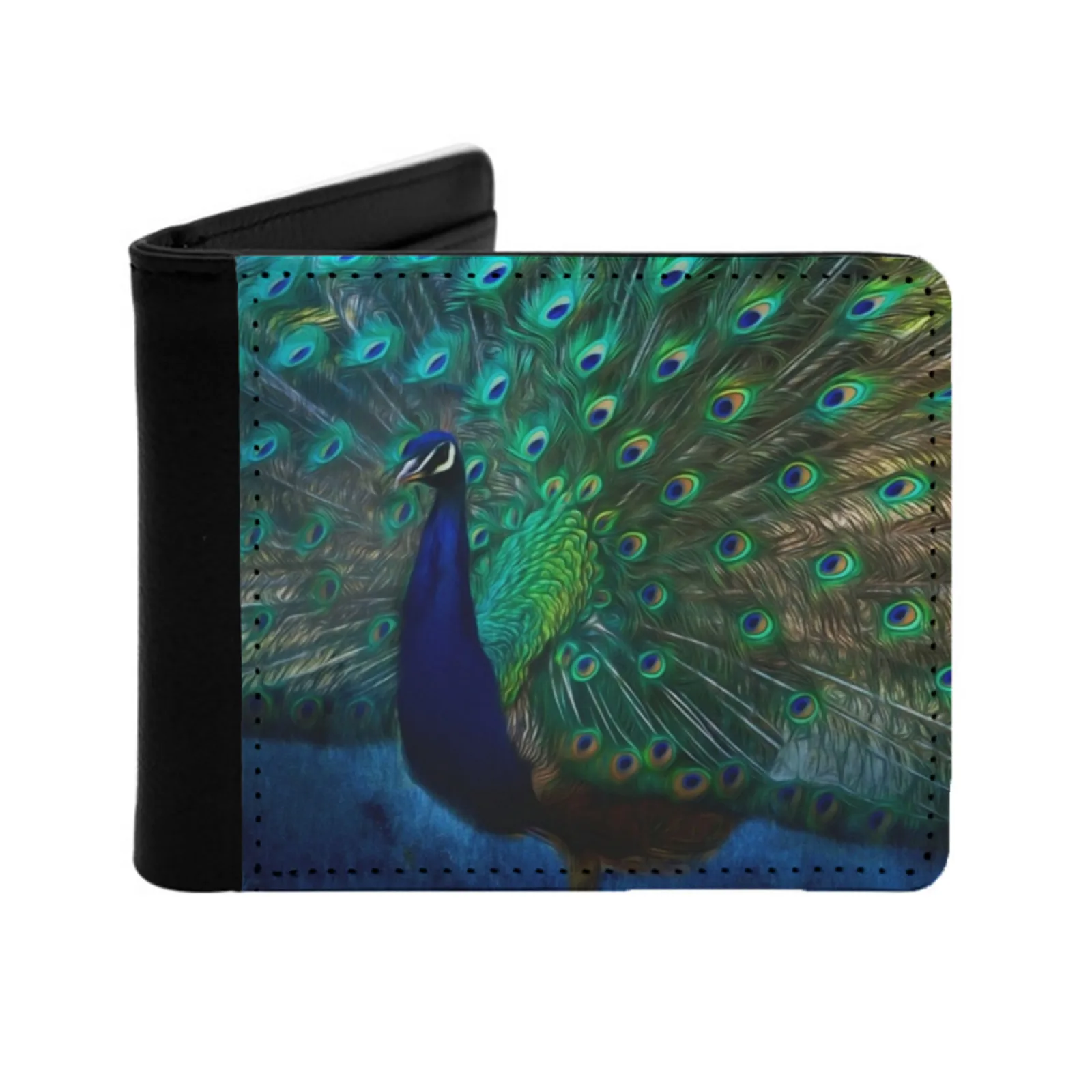 

Being Yourself Peacock Art Men Wallets Card Man Wallet Short Purse Bi-Fold Personalized Purses Being Yourself Unique Original