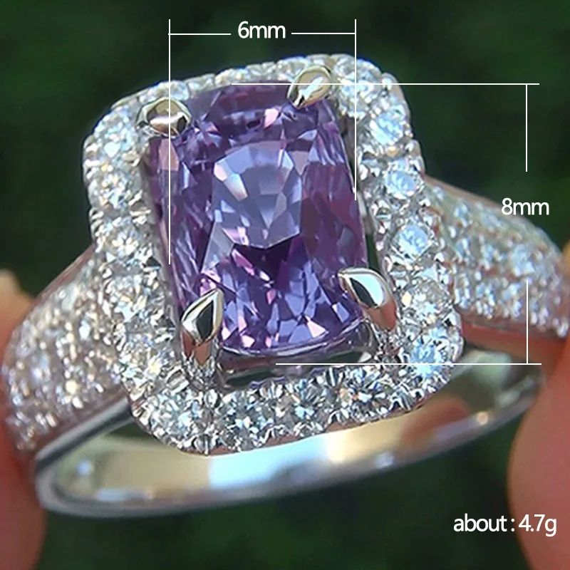 Huitan Gorgeous Women Finger Rings Graceful Female Party Accessories Full Bling Iced Out Unique Purple Color Cubic Zirconia Ring