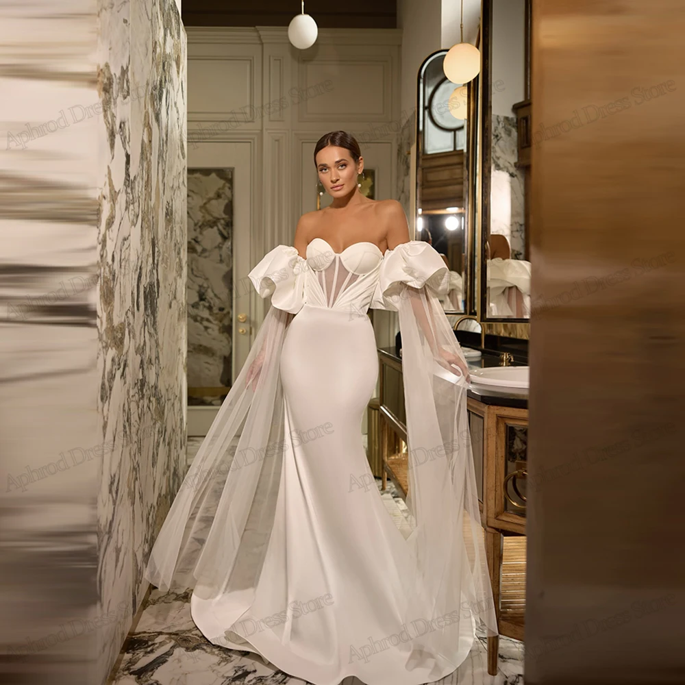 モダンなウェディングドレス サテン ブライダルガウン スイートハート バックレス ローブ フォーマルパーティー バックレス ベスティドス デ ノビア カスタムメイド 2025