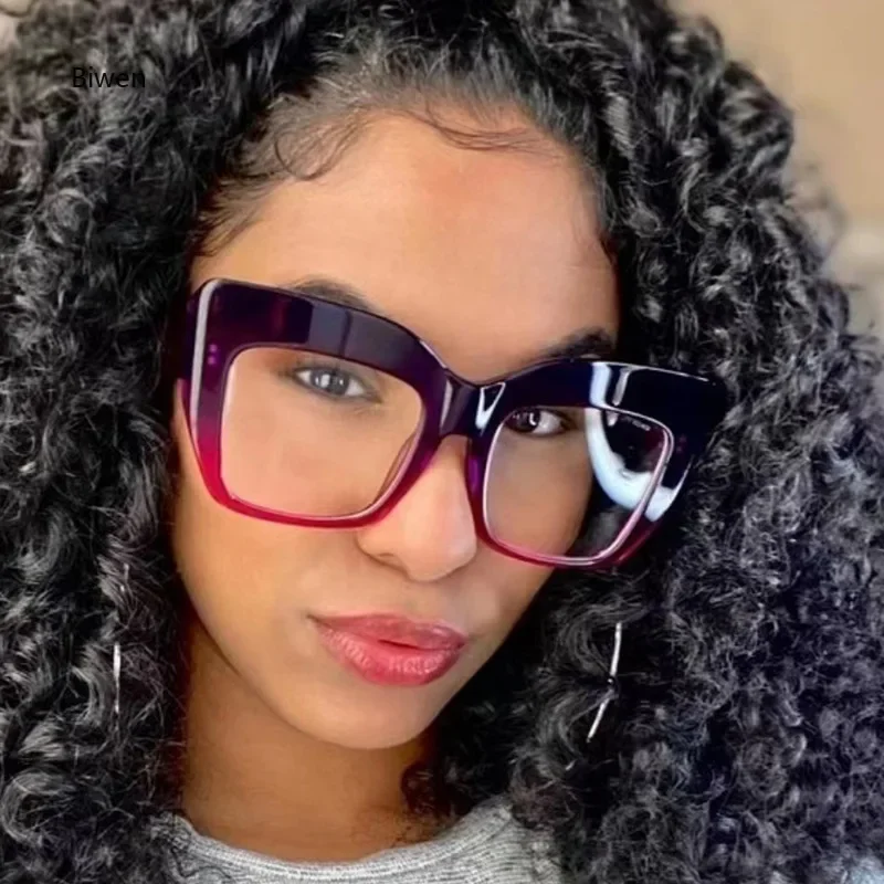 Large Cat Eye Glasses For Women Men Y2K Retro Clear Lens Glasses Trendy Party Favors Spectacles Frame blue light glasses очки image 3