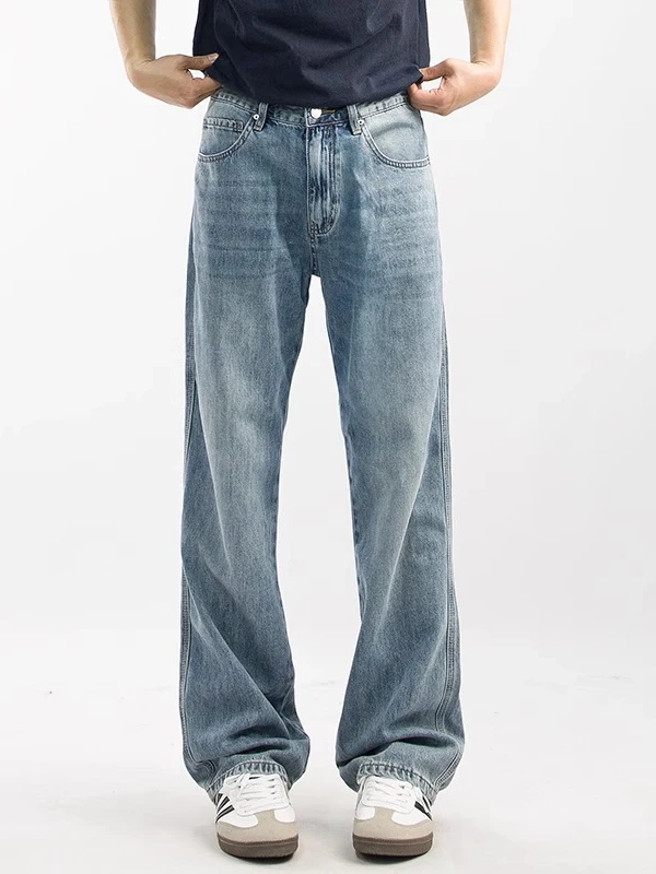 Lichtblauwe casual losse herenjeans Joks Priit25-serie middelhoge taille rechte pijpen losse pasvorm Amerikaanse Sle zomerjeans