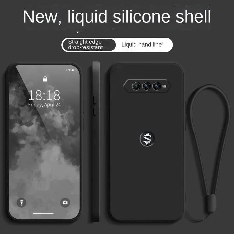 Straight Edge Liquid Silicone Case For Xiaomi Black Shark 4 BlackShark 4 4s 5 Pro  Soft Phone Cover Coque Fundas