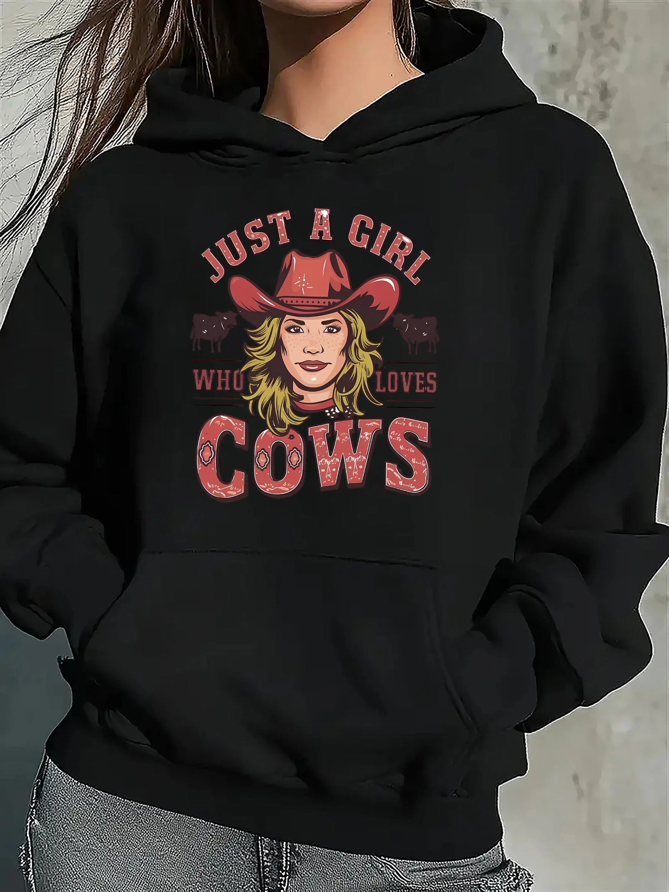 

Vintage Cowgirl Graphic Printing Autumn and Winter Cotton Hoodie for Men and Women Leisure Outdoor Street Sports Training Brand