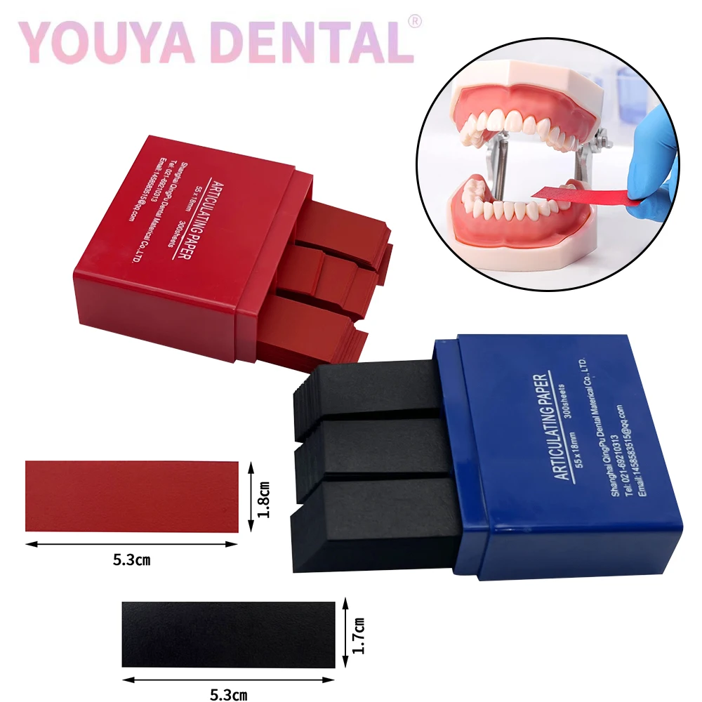 

300 листов паперу для укусов зубов, одноразовая синяя и красная двухсторонняя полоска для укусов, ремонт полости рта, отбеливающий материал для ухода за зубами