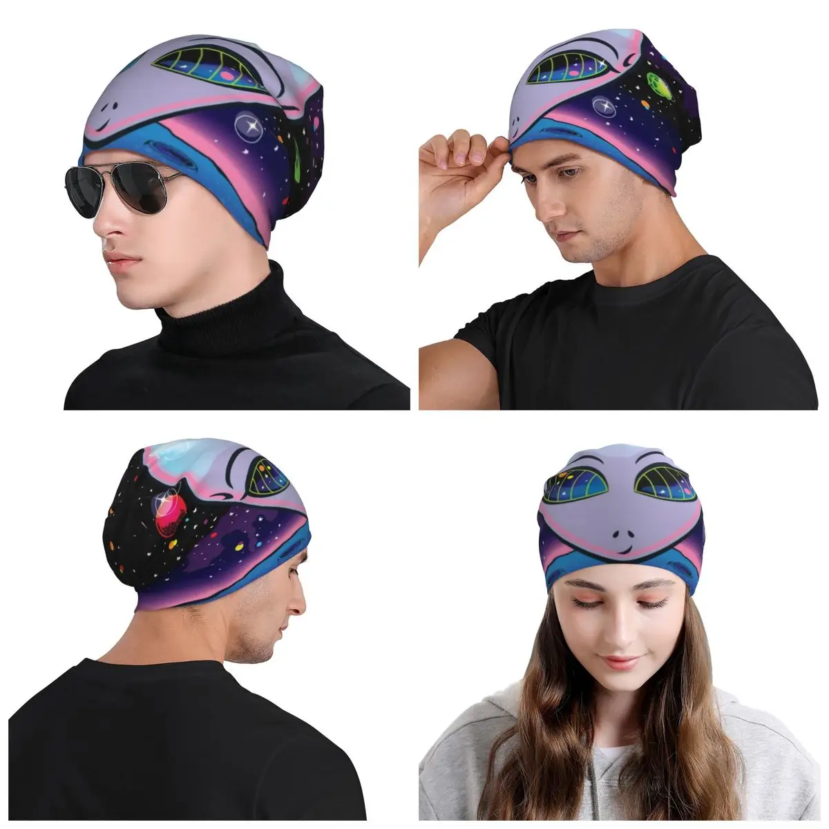 Schattige Kosmische Alien Beanie Cap Unisex Winter Warme Muts Breien Hoeden Hiphop Outdoor Ufo Fi Space Skullies Mutsen Hoeden Voor