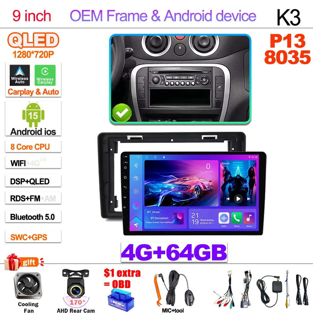 Android 15 Autoradio Voor Citroen C2 C3 2001 2002 2003-2010 Touchscreen Multimedia Video Player Navigatie Bluetooth WIFI GPS