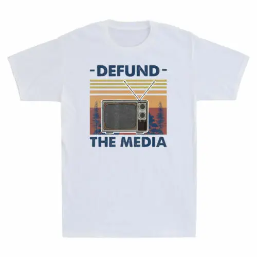 

Defund The Media Fake News Funny Sarcasm Saying Retro Vintage Men's T-Shirt Tee