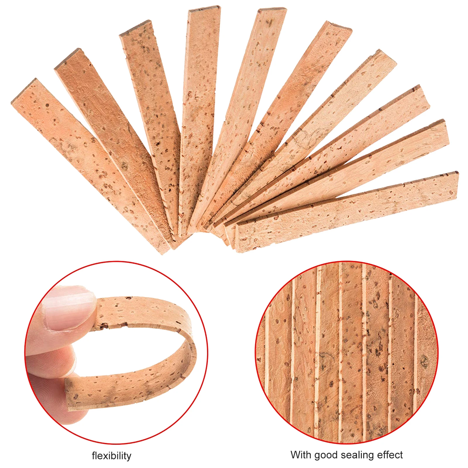 

10 Pieces Cork Sheet for Clarinet Saxophone Flute Woodwinds Instrument Parts Accessories Durable Environmental Protection
