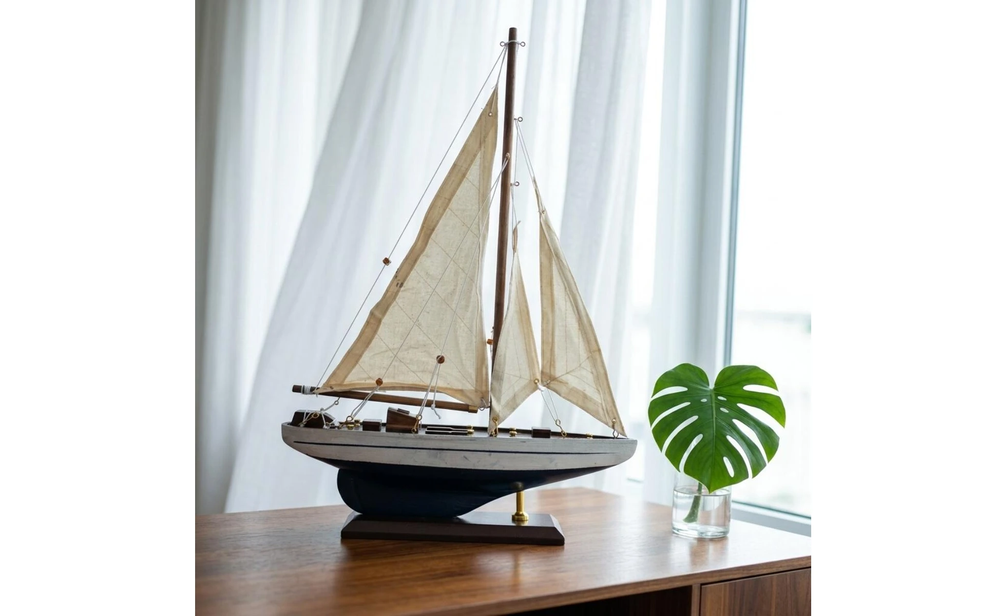 Decorative Sailboat Model Retro Look Sailboat Decor Nautical Boat Sculpture Coastal Theme Nautical Boat Decor Beach Themed