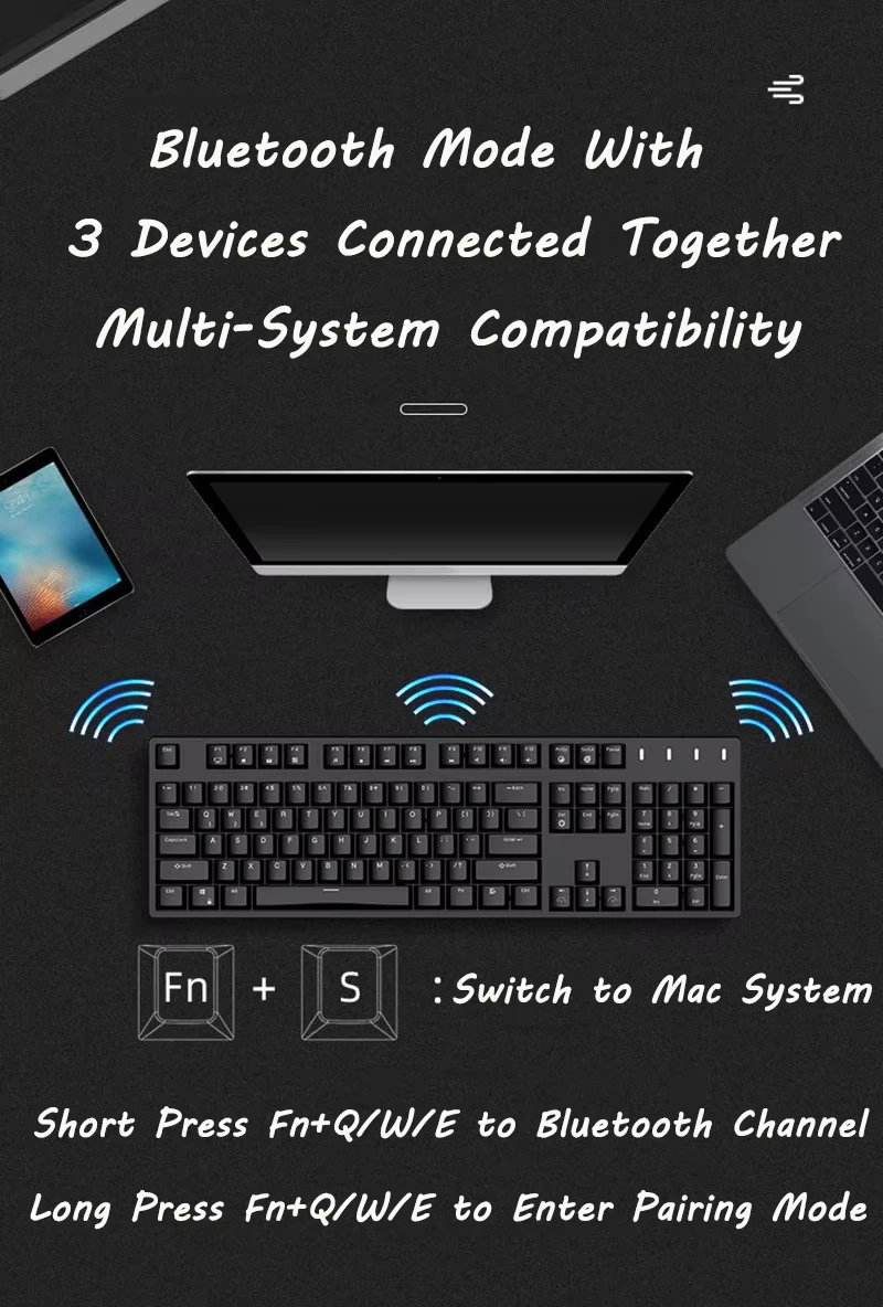 クロミ サンリオ メカニカルキーボード ブラックピンク 2.4G ワイヤレス Bluetooth キーボード キュートなデザイン ゲーマー向け コンピューター ノートパソコン 女の子へのギフト