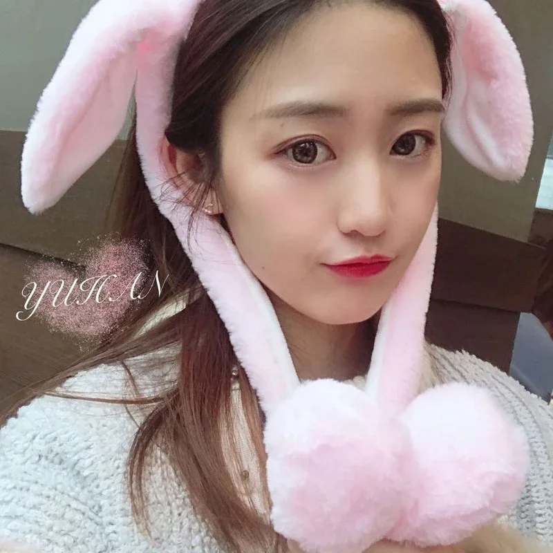 Halloween Rabbit Hat With Moving Ears Bunny Hat Ears Warm Plush Sweet Cute Airbag Cap Moving Bunny Ears Headband Hat Funny