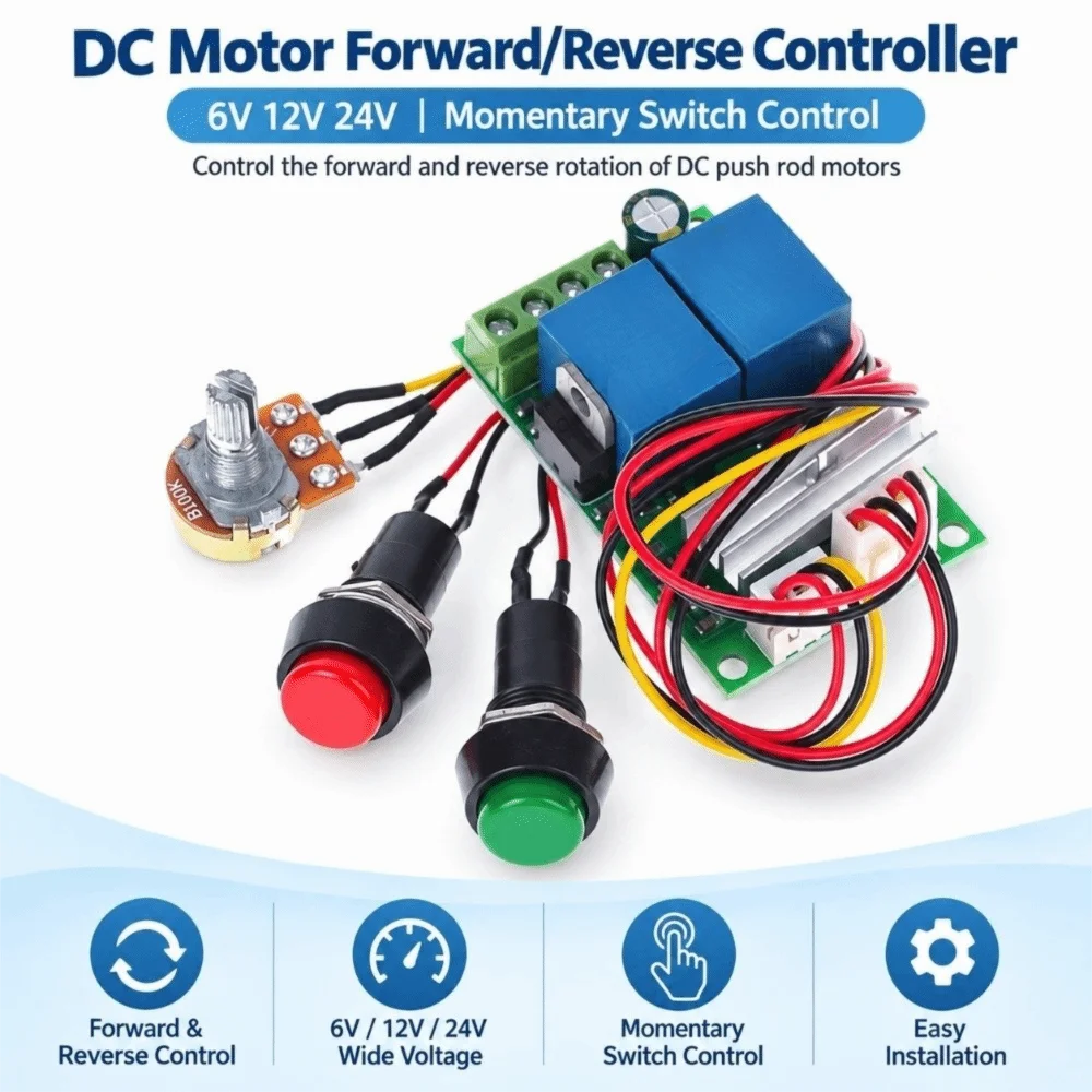 6V 12V 24V Motor Speed Controller CW CCW Rotation Reversible Switch PWM Regulator Switch 3A Current Rating Adjustable Voltage