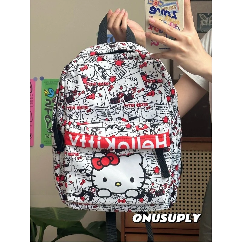 Miniso Sanrio Hellokitty Homemade Graffiti Cute Schoolbag Student Backpack All-Match Mochilas Para Niños рюкзак fashion