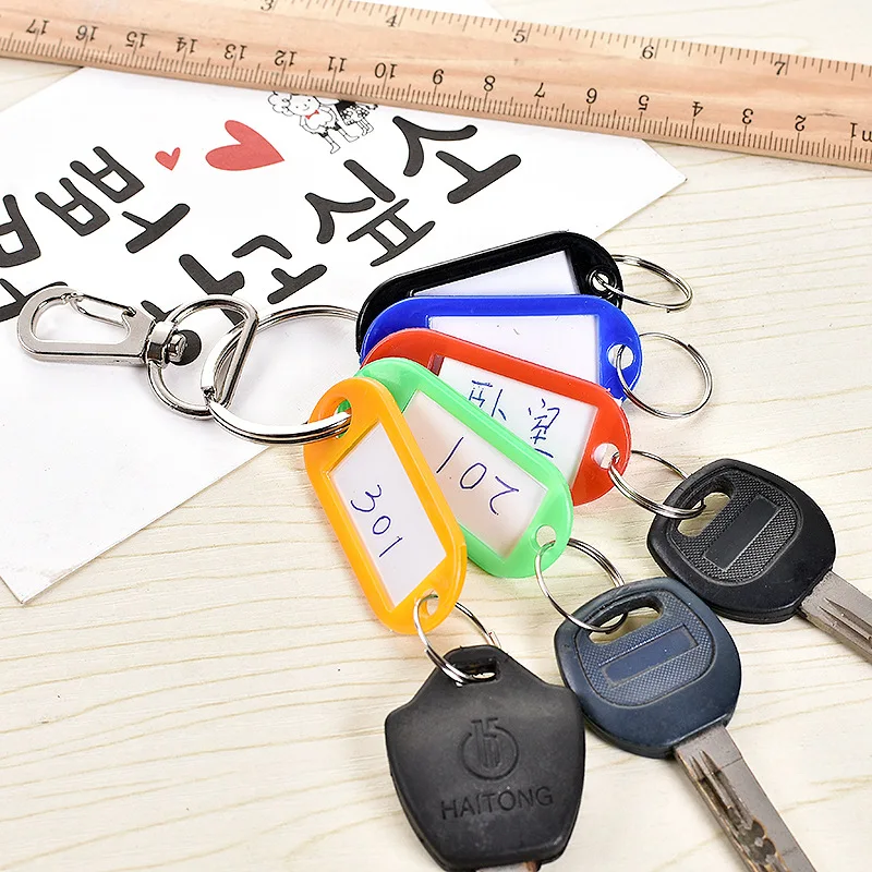 10/20pcs Colorful Plastic Keychain Key Tags Label Numbered Name Baggage Tag ID Label Name Tags with Split Ring