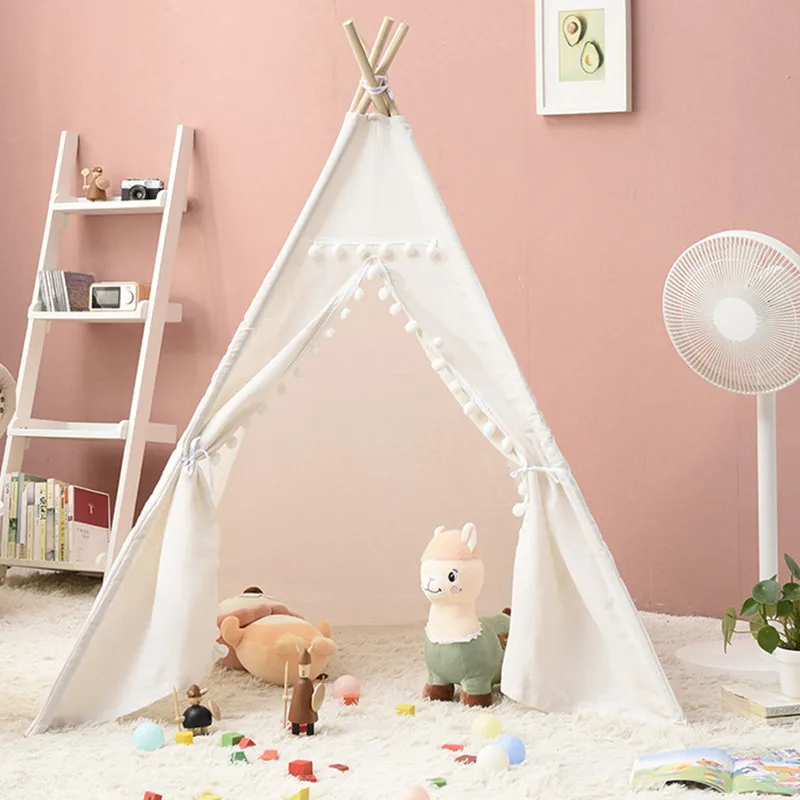 Kids Tent Teepee Tent For Children Portable Tipi Infantil House For Girl Cabana Boy Tents Decoration Carpet LED Lights