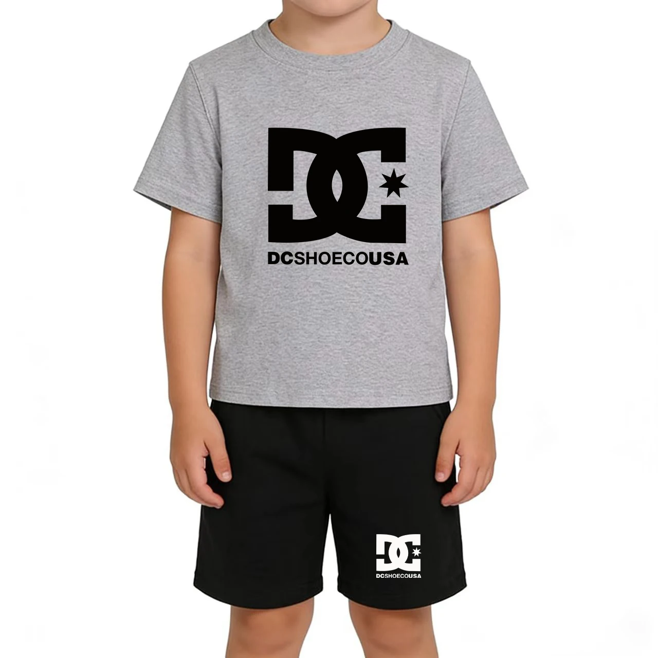 

kids Summer Short-sleeved Trend Letter T-shirt+Shorts Two-piece set 3-12Yrs Boys Girls Sports Casual Sunshine Travel Clothes Set