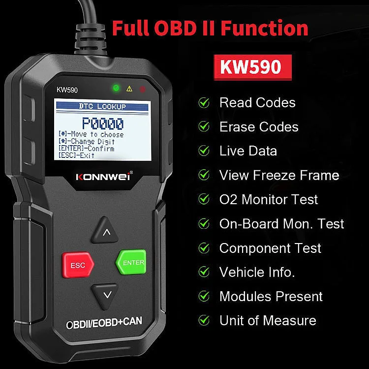 KONNWEI KW590 OBD2 EOBD Car Fault Diagnostic Scanner Car Universal Fault Detector