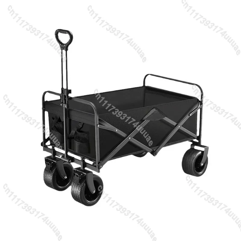 Foldable Outdoor Camping Wagon Cart Heavy Duty Collapsible Hand Trolley with Reclining Seat for Kids Beach Garden Shopping