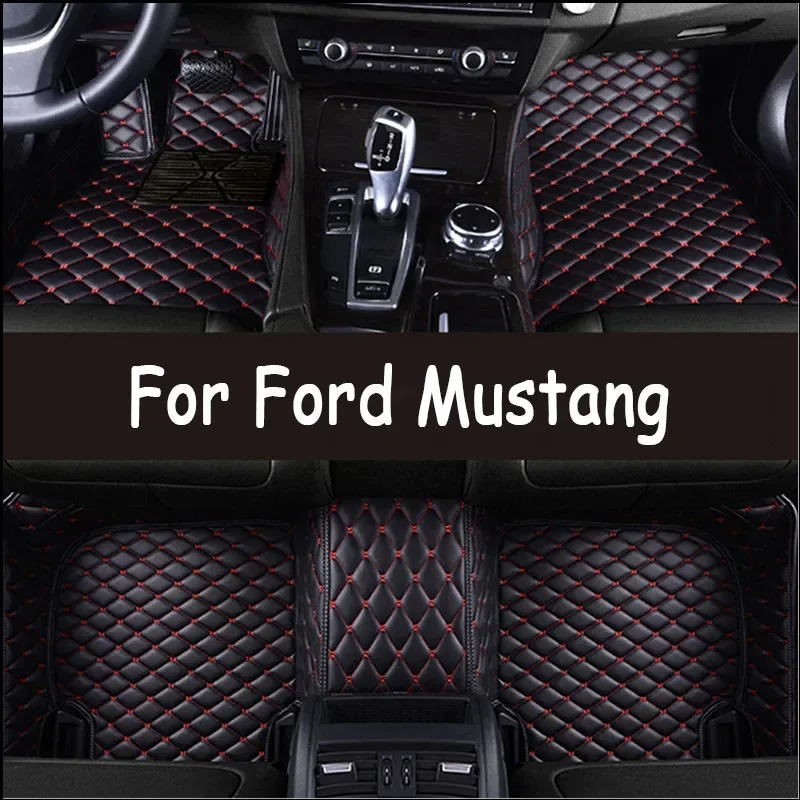 

Автомобильные коврики из искусственной кожи на заказ для Ford Mustang 2015-2023, детали интерьера, автомобильные аксессуары