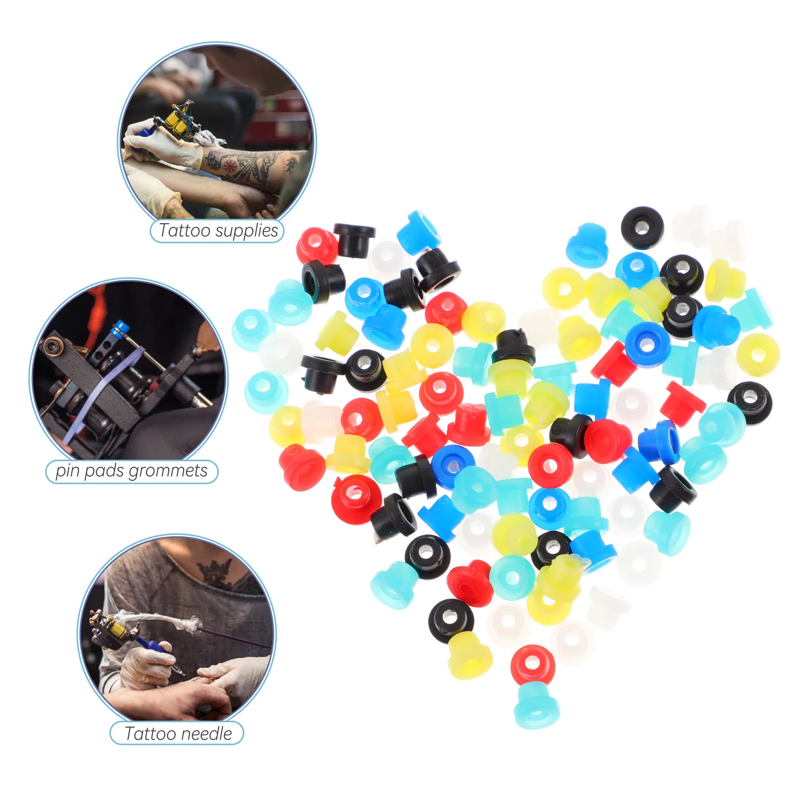 100Pcs Silicone Grommets Pin Cushion for Coil Machine Armature Bar Stable Vibration Reduction Needle Grip