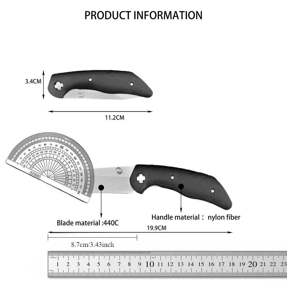 دائم KB 7506 EDC سكين للفرد 440C شفرة مع مقبض ألياف النايلون التخييم في الهواء الطلق التكتيكية الصيد السفر التنزه أداة المساعدة